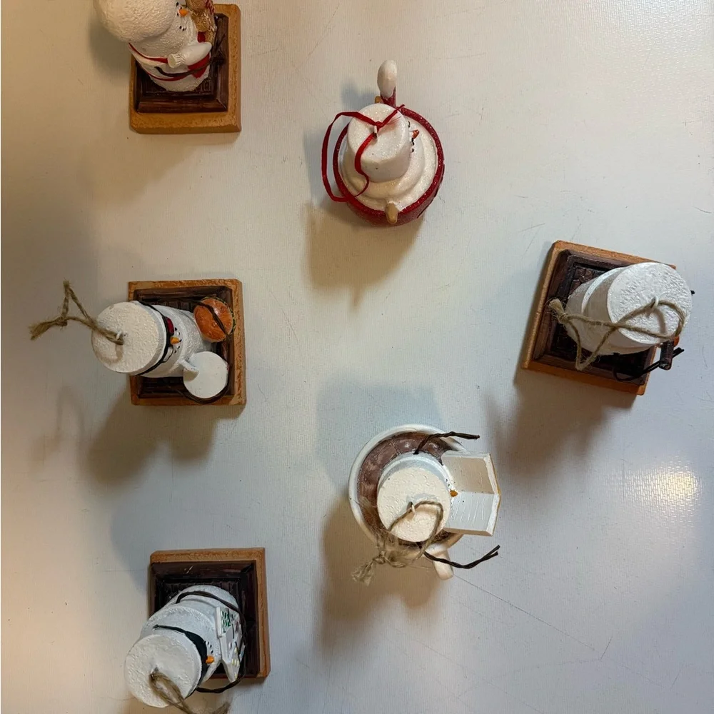 Bundle of 6 Snowman Marshmallow Christmas Ornaments